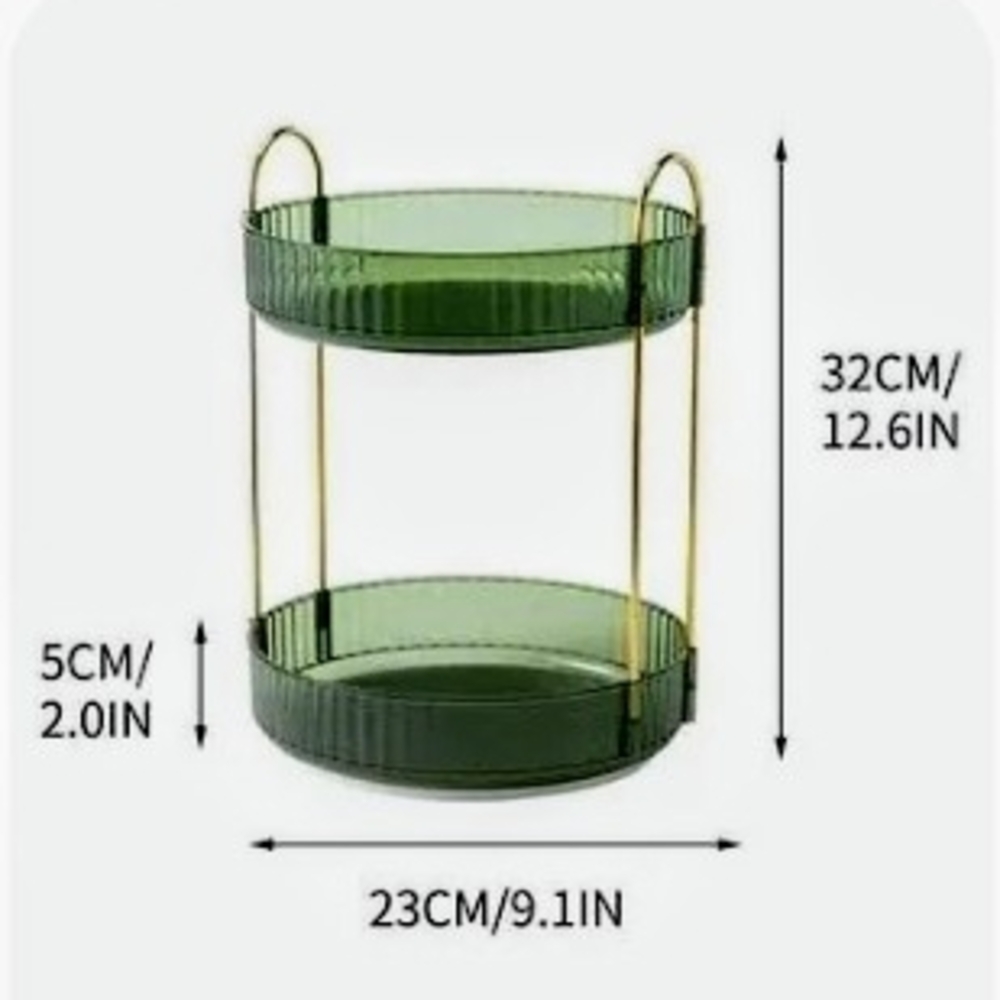 Green Rotating Shelving with Gold Handles